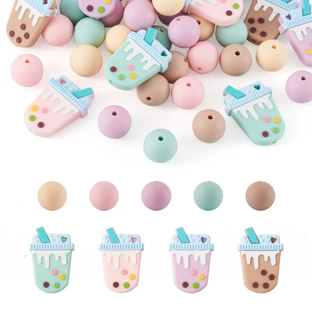 

1Box/Bag Eco-Friendly Silicone Beads Crown Heart Rose Ice Cream Bees Bead for jewelry making DIY bracelet necklace keychains