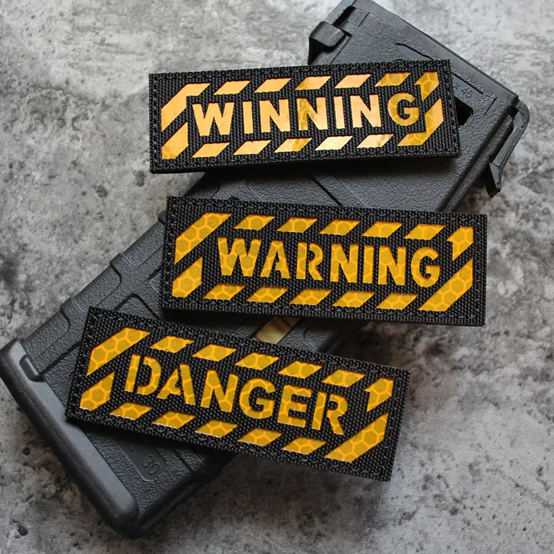 

WARNING Tactical Strip Patches for Clothing WINNING Morale Badge Military Armband Backpack Decorative Sticker DANGER Patch