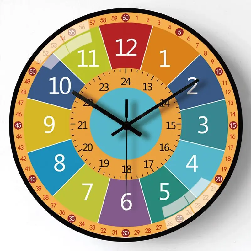 

[12 Inches 30cm] Wall Clock Living Room Simple Cartoon Early Education Clock Hanging Wall Creative Fashion Decorative Wall Watch
