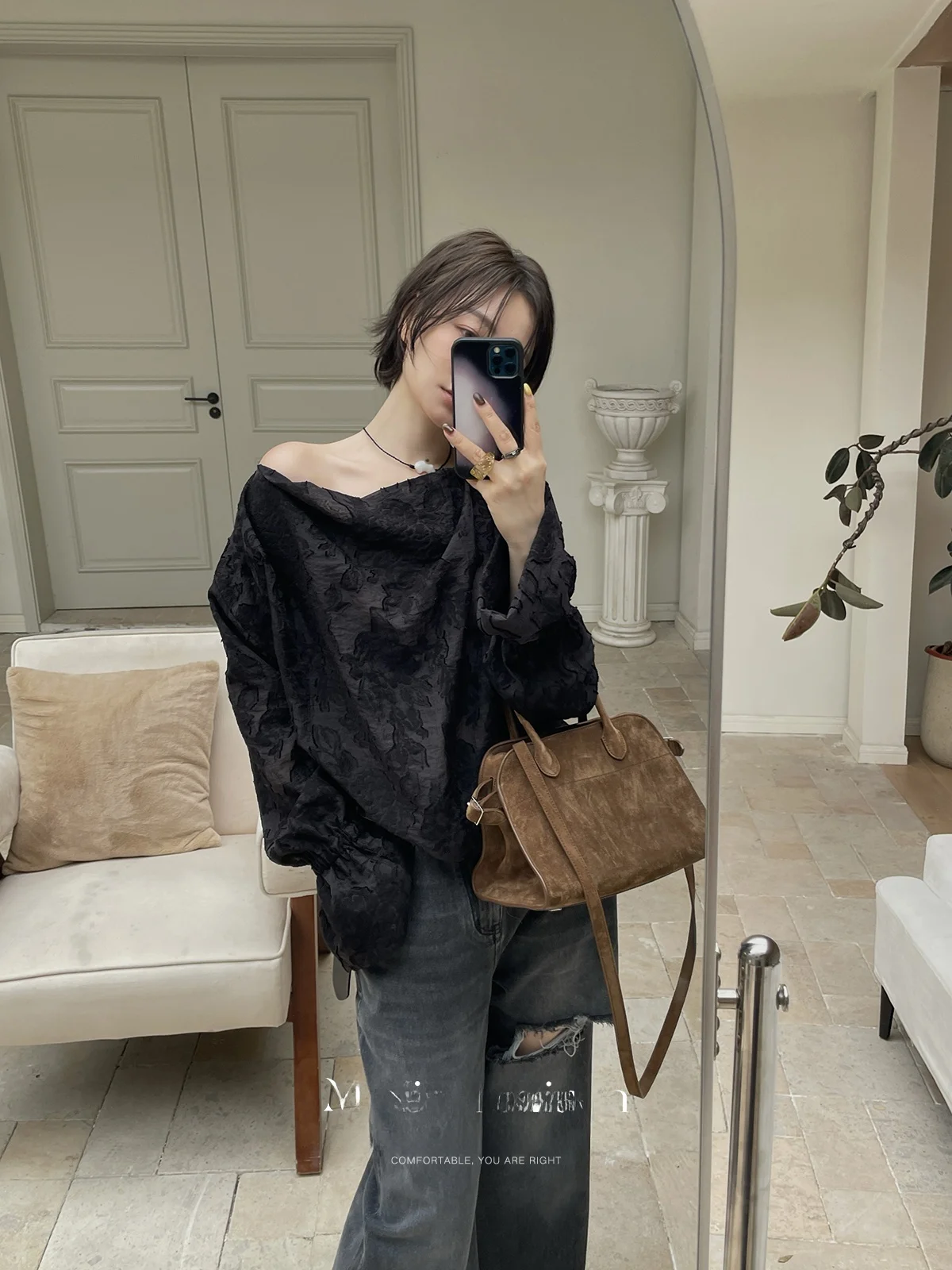 Molin новая китайская свободная женская рубашка с текстурированным силуэтом и