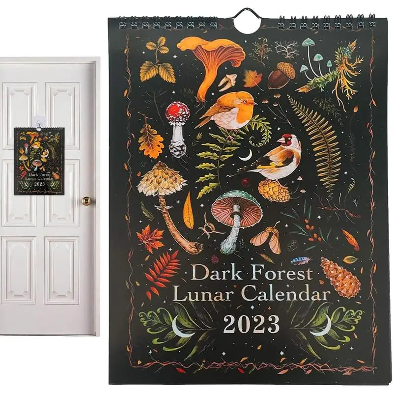 

2023 Wall Calendar, Dark Forest Lunar Colorful Calendar With 12 Months Wall Pendant Perfect Gift For New Year Daily Necessities