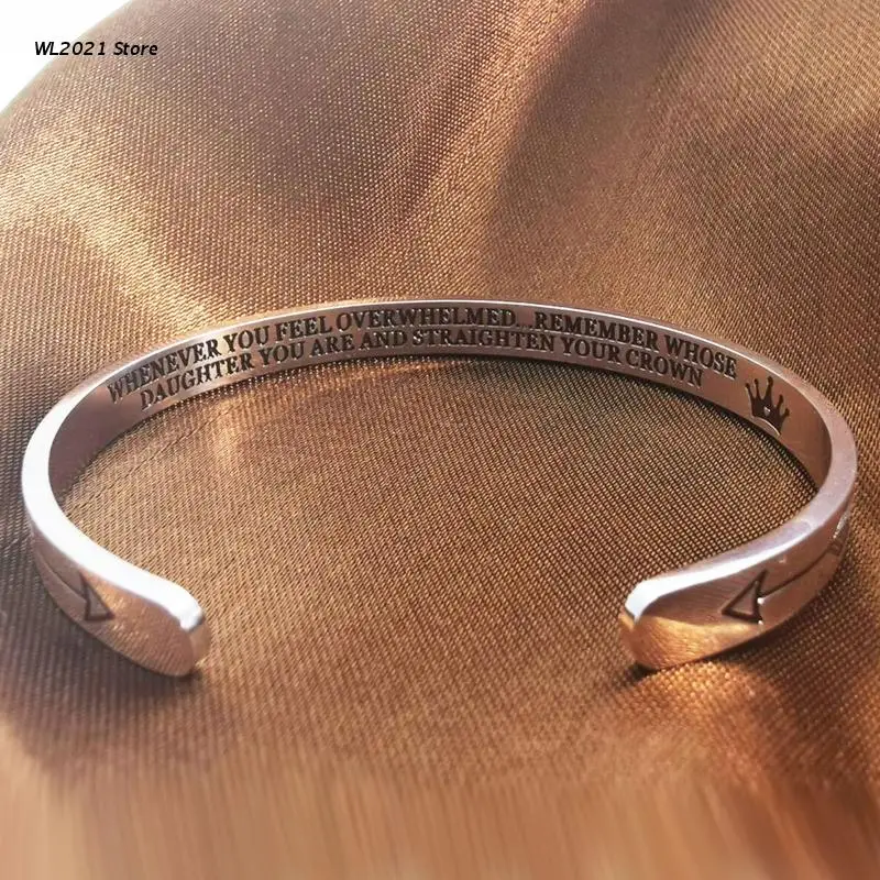 

Whenever You Feel Overwhelmed Remember Whose Straighten Your Crown Bracelet Engraved Inspirational Bangle for Daughter
