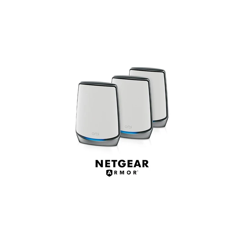 NETGEAR RBK853 AX6000 Mesh WiFi 6 System 1 Router+2 Satellite Orbi Tri-band Mesh WiFi System, 6 Gbps, covers large 7,500sq ft