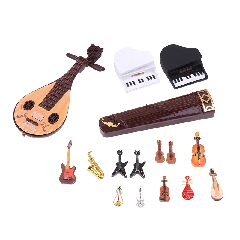 Миниатюрный пластиковый домик для кукольного домика, пианино, скрипка, гитара, саксофон, музыкальный инструмент, модель для кукольного домика, аксессуары для декора, искусство