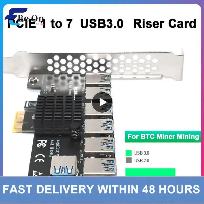 

7 Slots Metal Pci-e Riser Card Black Usb 3.0 Slot Multiplier Hub Adapter Gold Usb3.0 Pci-e Express Riser Card Plastic Convenient