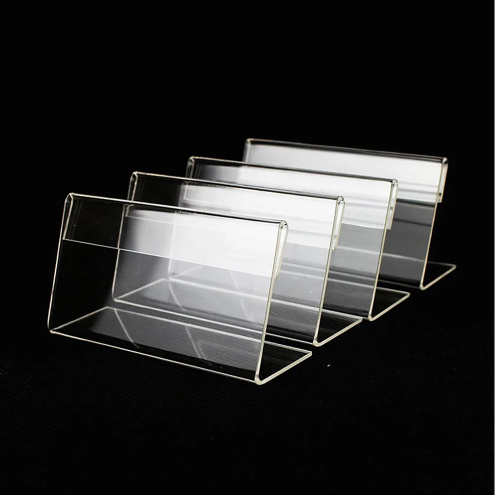 

Transparent Price Tag Holder, 20pcs Wire Rack Labels Sign Display Holder Acrylic Price Sign Stand L- Shape Business Holder
