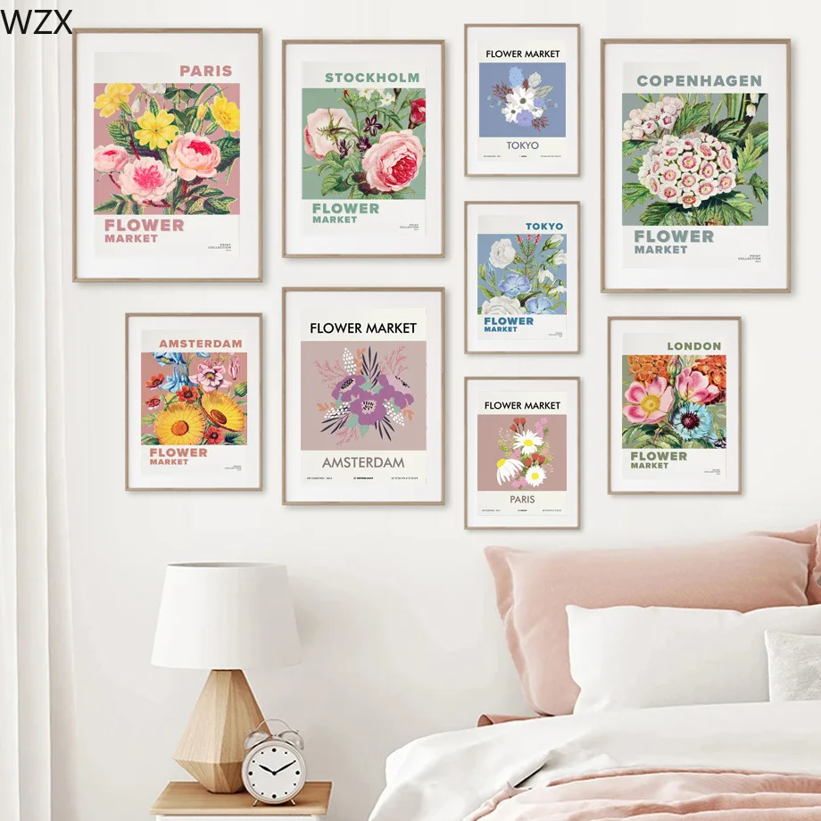 Винтажные настенные картины с изображением цветов и рынков розы для путешествий