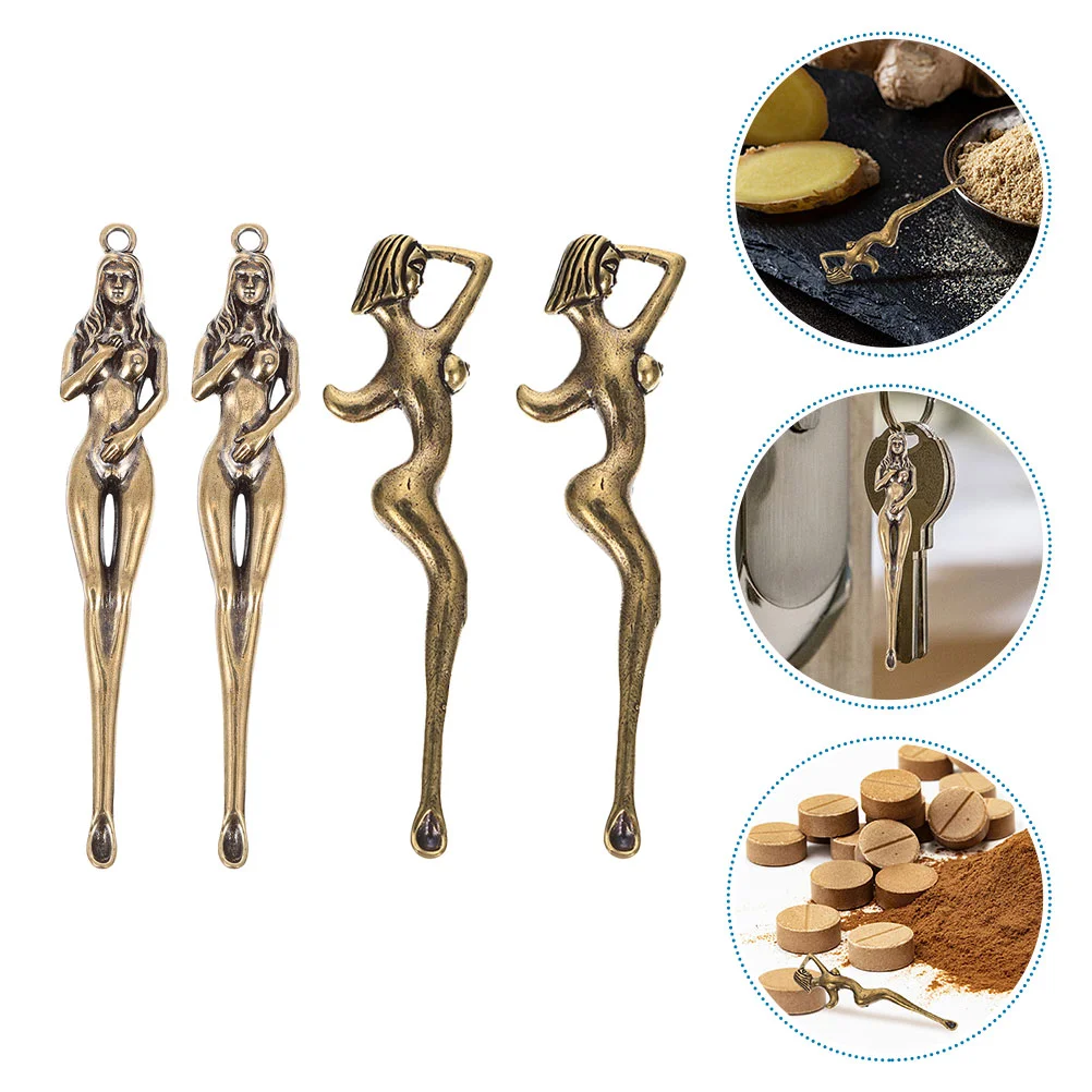 

4 Pcs Metal Spoon Mini Limpiador De Oidos Scoop Necklace Pendant Ear Wax Removal Cleaner Micro Debugging