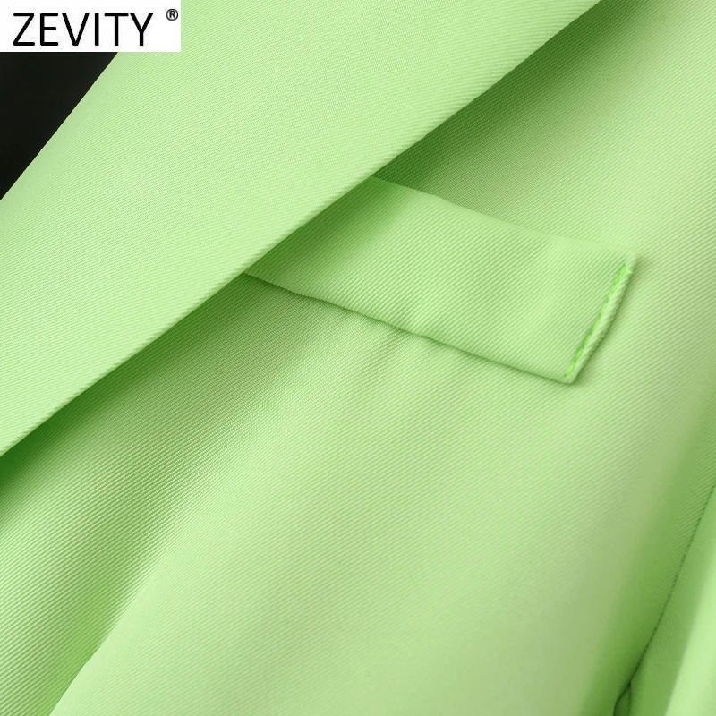 Zevity Женская мода зеленая черная Лоскутная верхняя одежда в уличном стиле