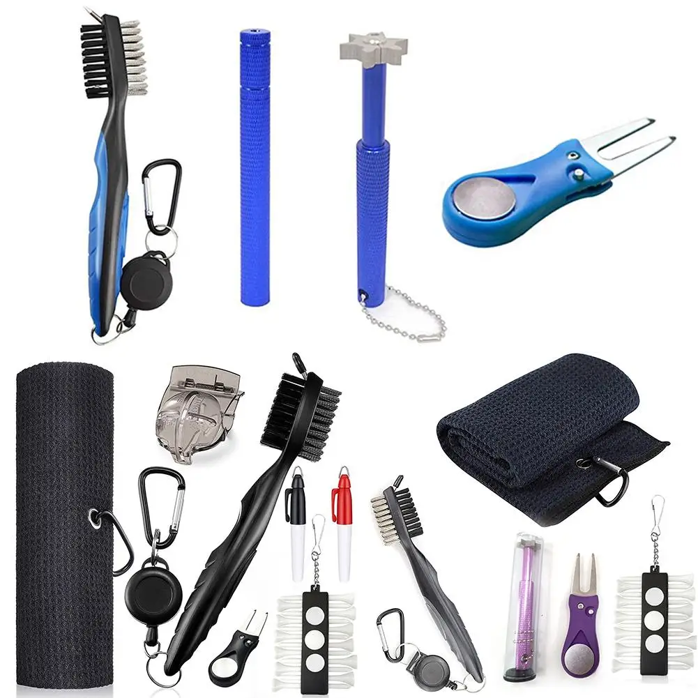 

Golf Essential Set With Magnetic Golf Towel Golf Club Brush Golf Ball Marker Divot Repair Tool Golf Tee Holder Golf Accs For Men