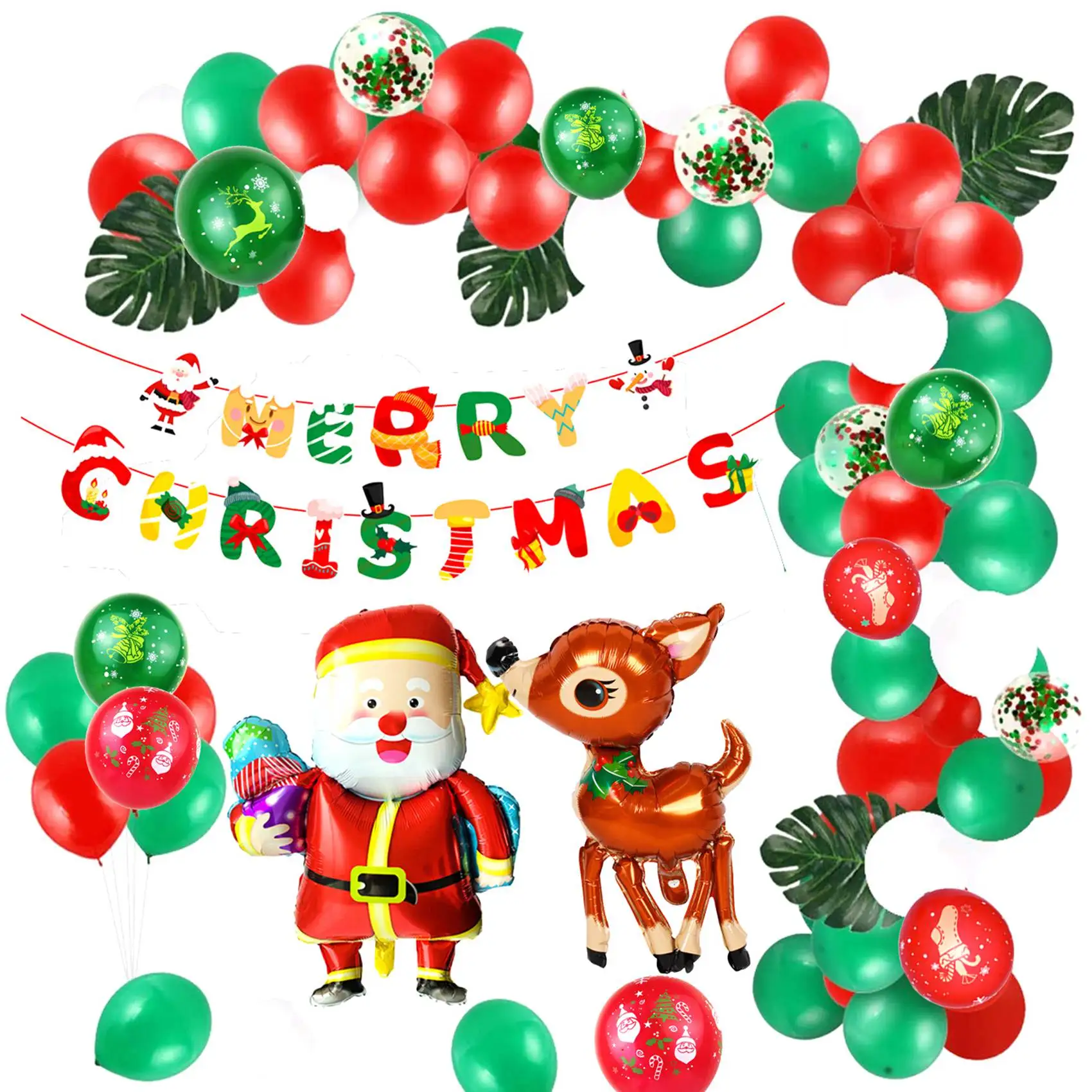 

107Pcs Christmas Merry Christmas Balloon Set Holiday Theme Background Decoration Balloon Christmas Party