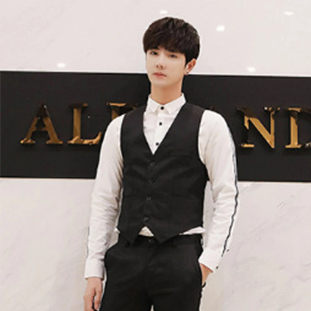 Men's Slim Formal Vest V-Neck Business Work Waistcoat Sleeveless Double-breasted All Seasons Mens Officce Formal Suits Vests