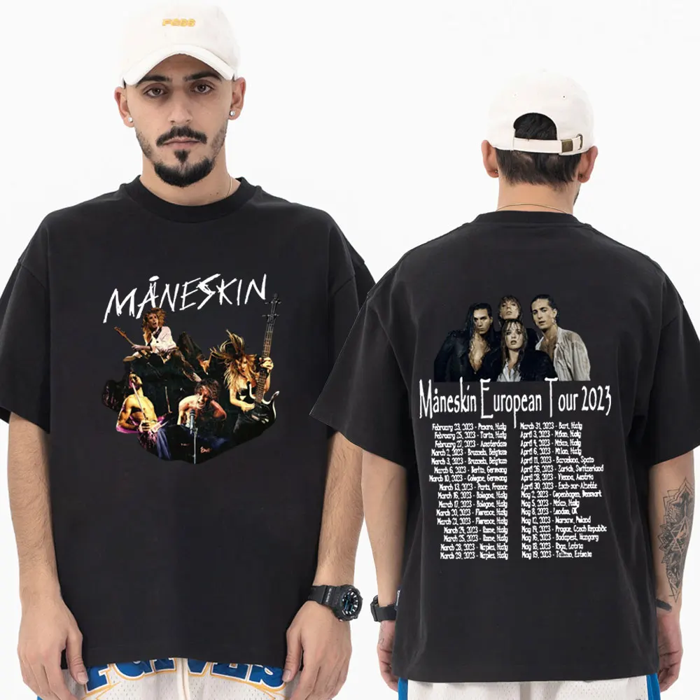 

Maneskin Louds Kids Gets Louder Tour 2023 T-shirt Rock Band European Tour Graphics T Shirt Fashion Hip Hop Oversized Men T-shirt