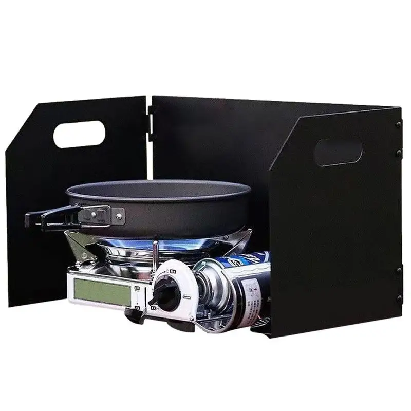 

Camp Stove Windscreen 3 Plates Stove Windshield Folding Iron Camping Burner Durable Wind-block Camp Stove For Camping Stoves
