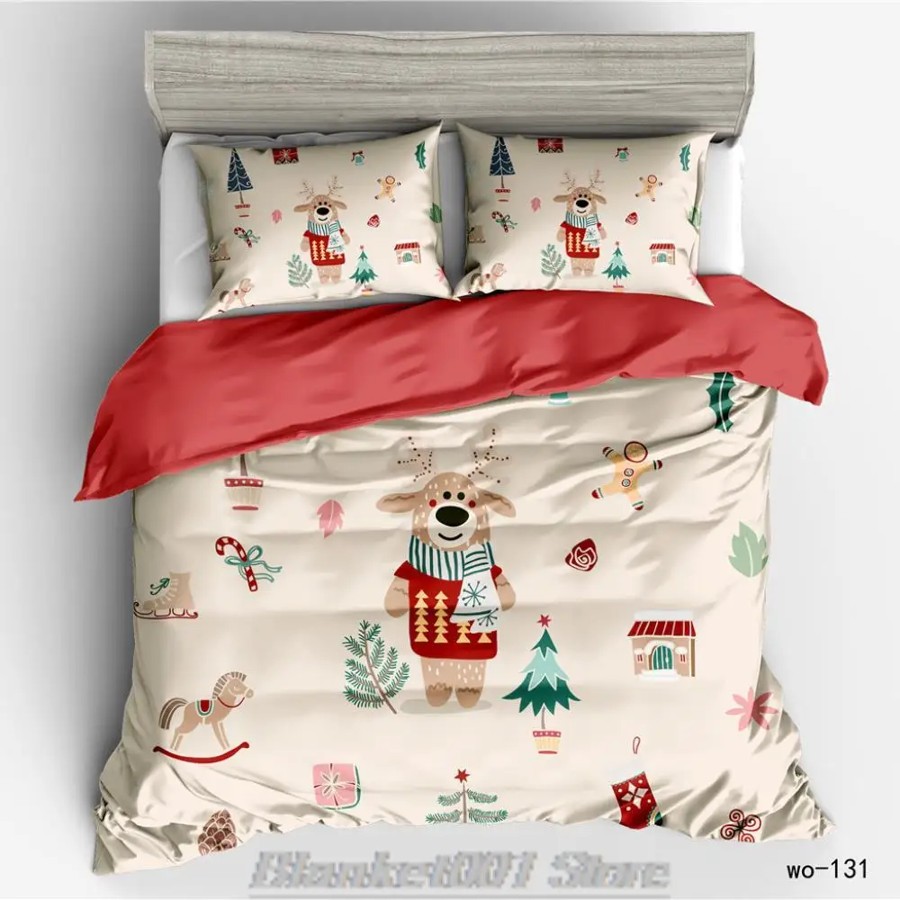 

Three-piece Set of Pillowcases for Children on Christmas Day Blanket Pillowcase Bedding Set Duvet Cover for Home Couple