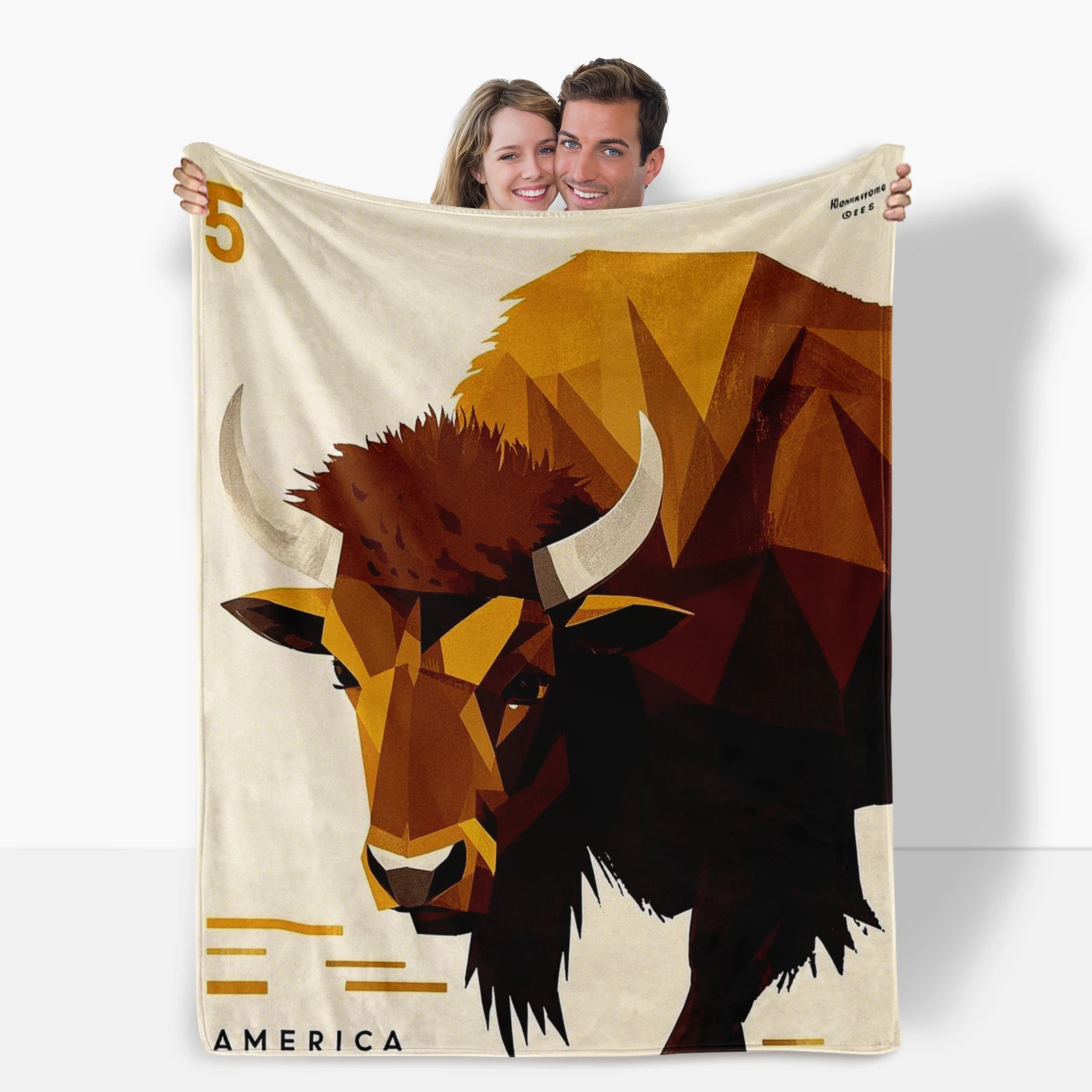 Детское одеяло с геометрическим дизайном American Bison Inspires Interest In The Wild