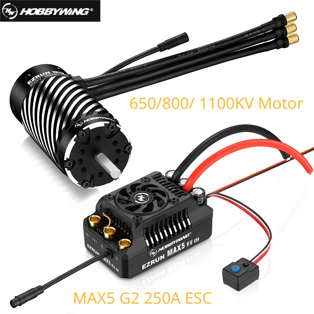 Двигатели HOBBYWING EZRUN MAX5 HV G2 250A ESC 56118SD сенсорный бесколлекторный комбинированный для модели автомобиля 1/5 RC