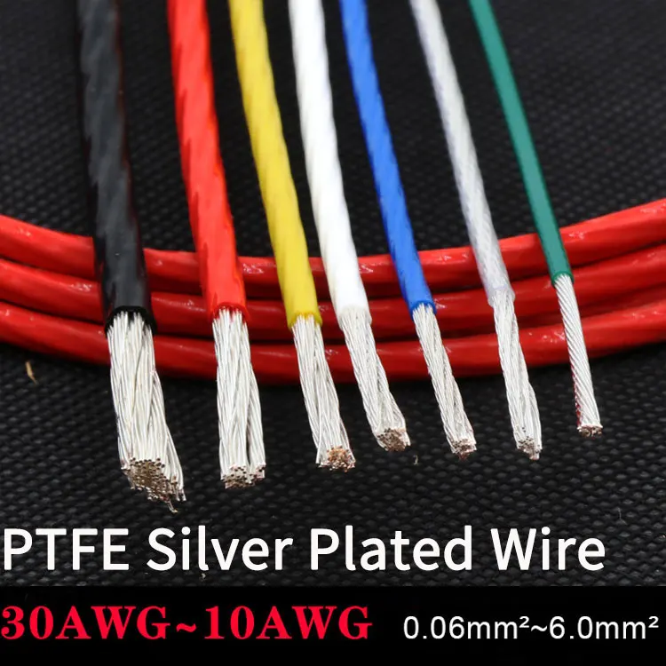 Медный кабель высокой чистоты OFC, 5 м, PTFE, 10/11/13/14/15/18/20/22/24/26/28/30 AWG, посеребренный провод, Hi-Fi, динамик, наушники «сделай сам»