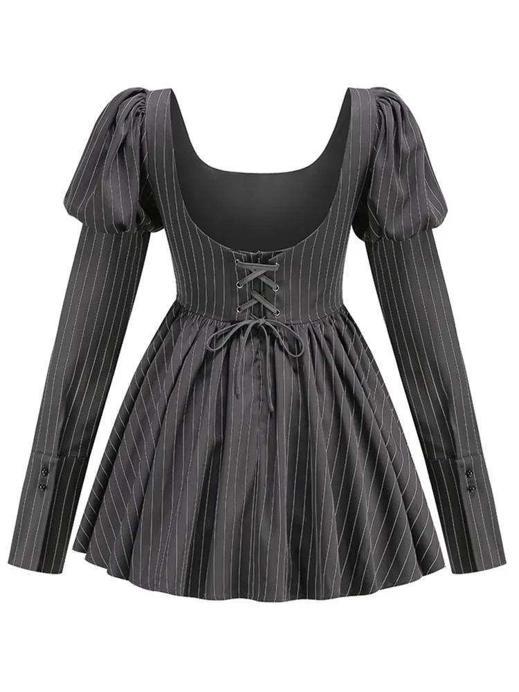 Женское платье с длинным рукавом черное плиссированное платье-трапеция со