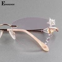 homme luxe women rimless glasses butterfly eyewear oculos purple gradient color prescription lens diamond gafas