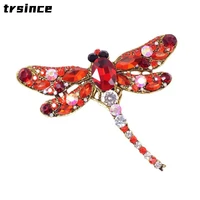 creative design color crystal dragonfly brooches insect pin for women party fashion dress coat accessories jewelry