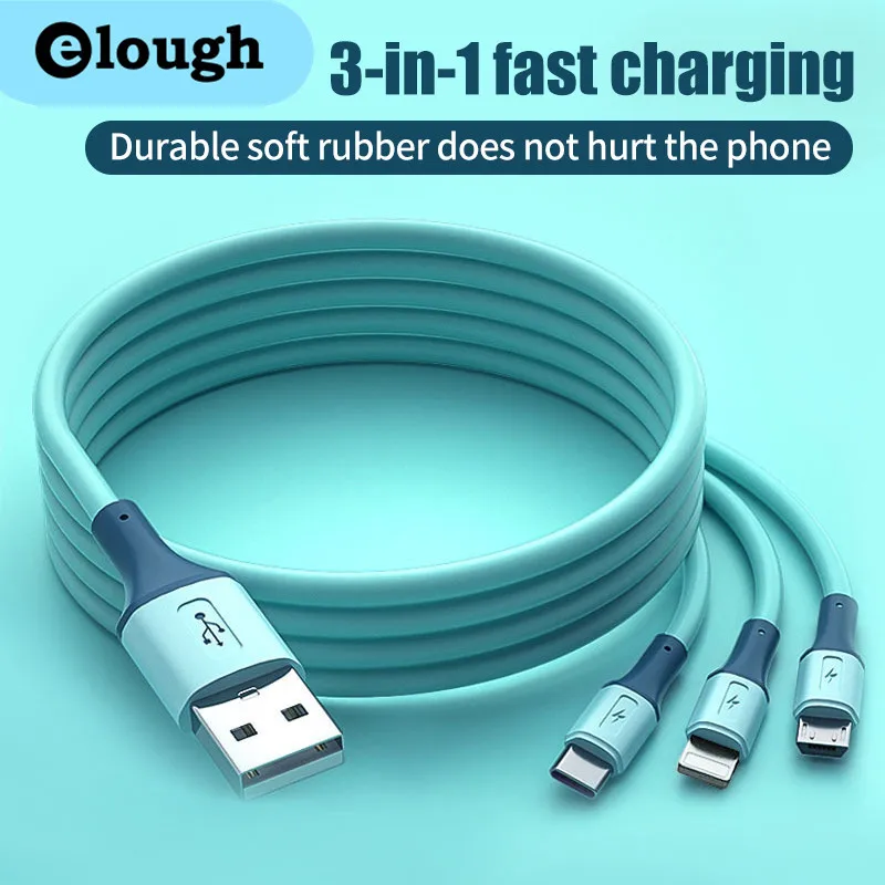 

Elough 3A USB Cable 3 in 1 Fast charging IOS USB Type C charger Cable For iPhone 14 13 12 Pro Max Samsung Xiaomi Charger Cord