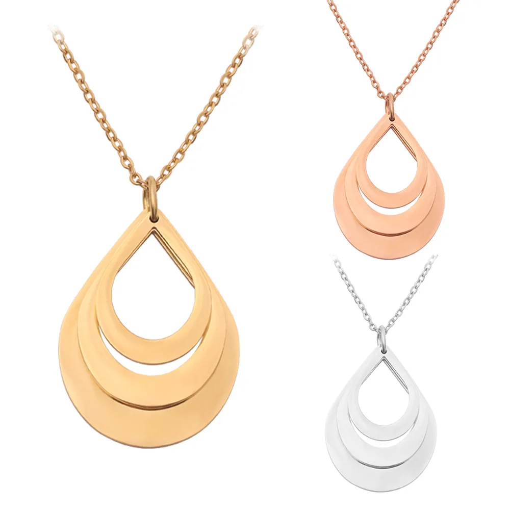 Personalized Private Customize Name Water Drop Pendant Necklace Gold Silver Color Customized Family Gifts for Mother's Days Gift