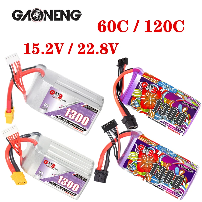 

Оригинальный аккумулятор GNB 4S/6S 15,2 в/22,8 в 1300 мАч 60C/120C Lipo для самолета RC FPV квадрокоптера гоночного дрона HV батарея