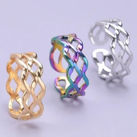 5pcs plating stainless steel curved charms opening adjustable rings gold silver color jewelry accessories for women man party