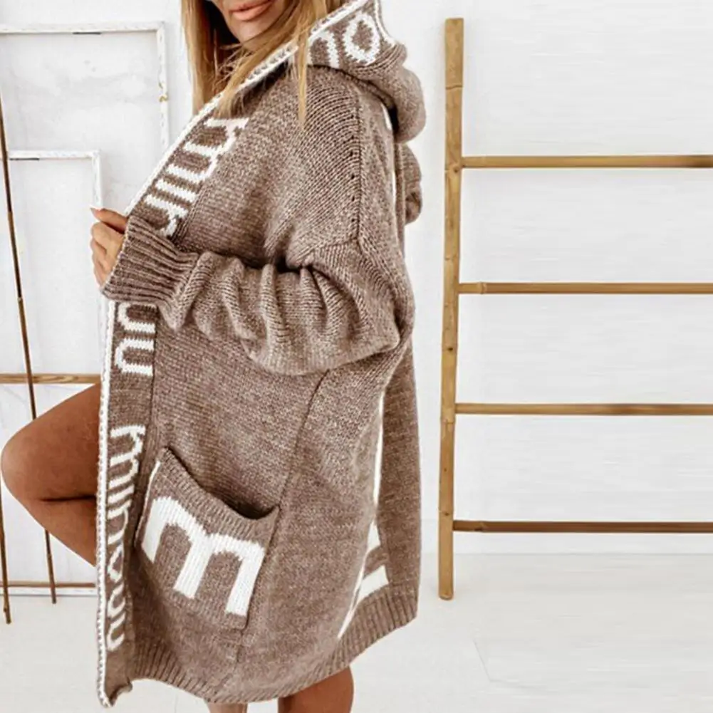 

Модный свитер, пальто, Открытый спереди, устойчивый к холоду свитер, кардиган, стильный кардиган с надписью, свитер с капюшоном, пальто