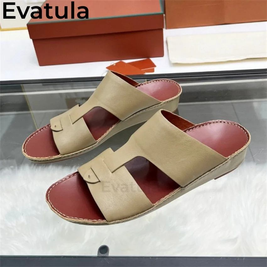 Мужские круглые тапочки на плоской подошве с открытым носком повседневные