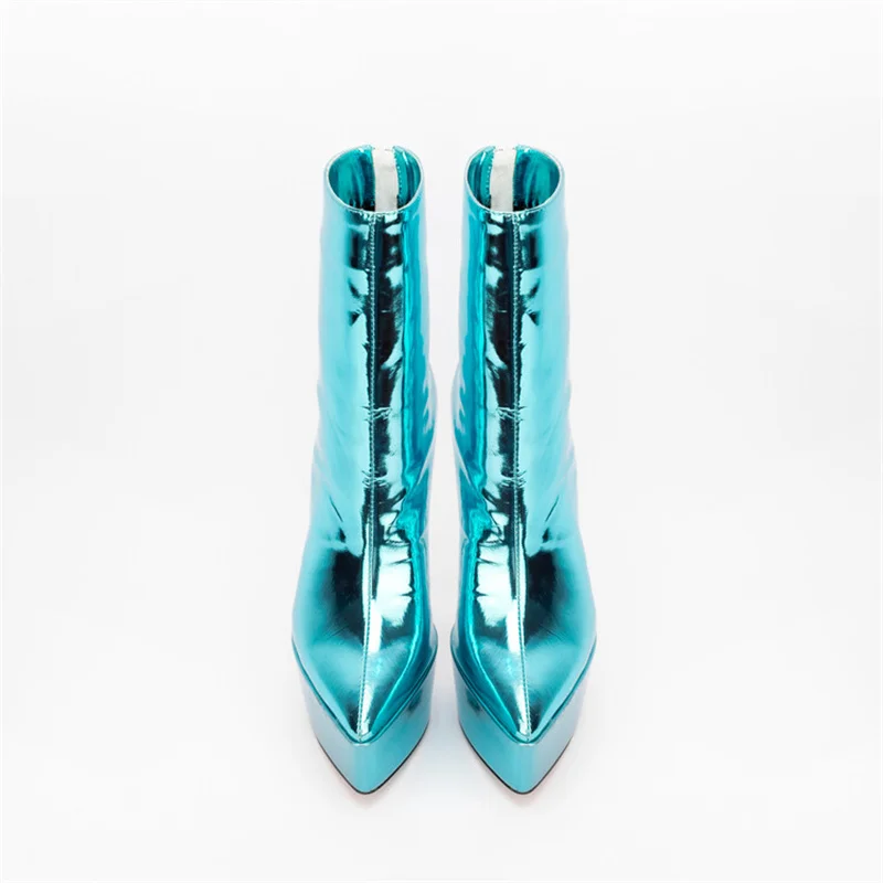 Сапоги женские кожаные короткие с плюшевой подкладкой на высоком каблуке 15 см 21