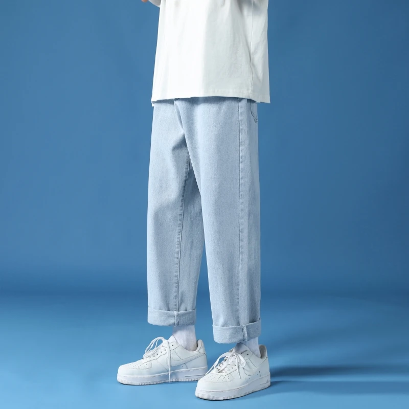 Summer Men'S Classic Loose Jeans Casual Straight Pants Korean Version Of The Original Harajuku Street Fashion Wide Leg Pants images - 6