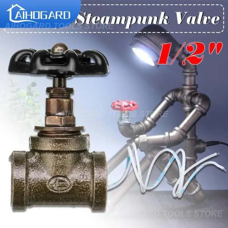 

1/2 Inch Stop Valve Light Vintage Steampunk Switch With Wire For Water Pipe Lamps Lamp Loft Style Iron Valve Vintage Lamp