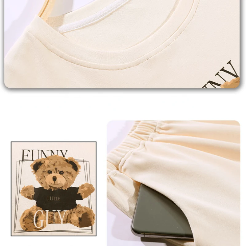 Women's Sleepwear Summer Thin Cool Feeling Short-sleeved Shorts Pure Cotton Pajamas Printed Nightwear Comfortable Loungewear