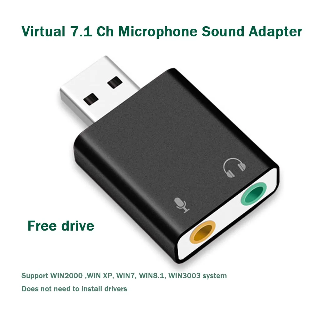 

Внешняя звуковая карта USB с разъемом 3,5 мм, переходник для наушников, микрофон, звуковая карта, гарнитура, виртуальный микрофон 7,1 Ch