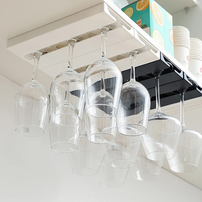 

Wine Glass Rack Punch-Free Mug Hanger Shelf Stemware Storage Organizer Rack Storage Hanger Goblet Hanging Rack Kitchen Bar Tools