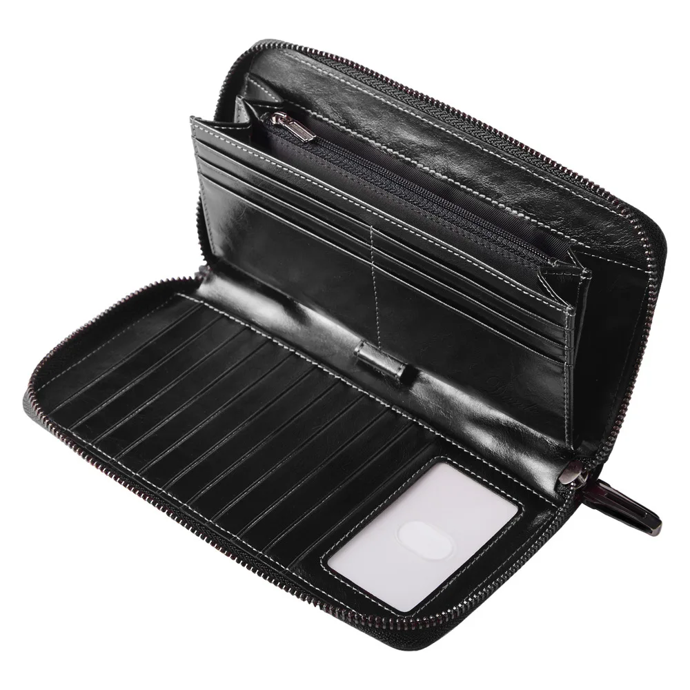 Long section couple wallet Men and women's leather purse Large size zipper Anti-theft swipe small money bag | Багаж и сумки