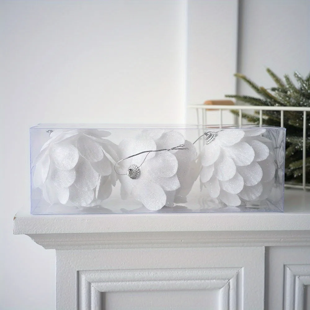 

Рождественские шары белые блестящие 8/10 см