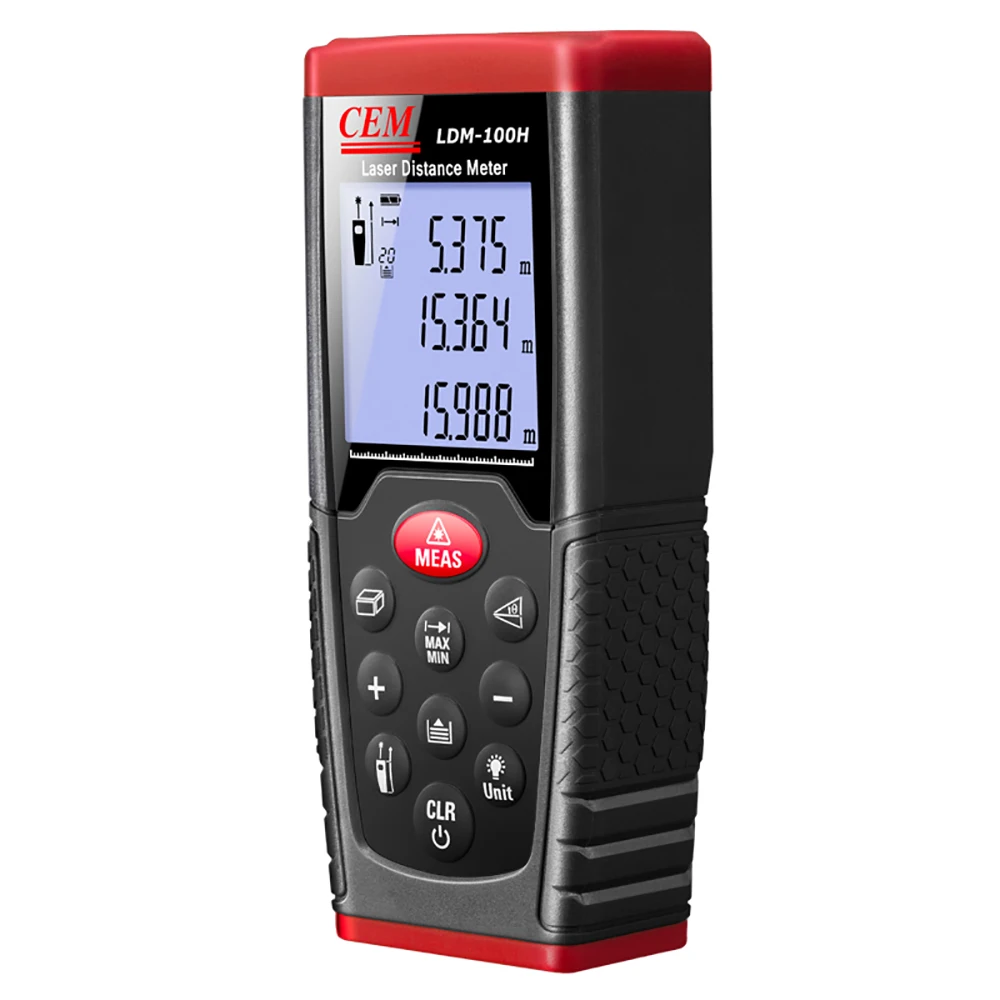 

CEM LDM-100H Outdoor Distance Meter Laser Tape Measure with LCD Backlight Distance, Area and Volume 330ft 100m