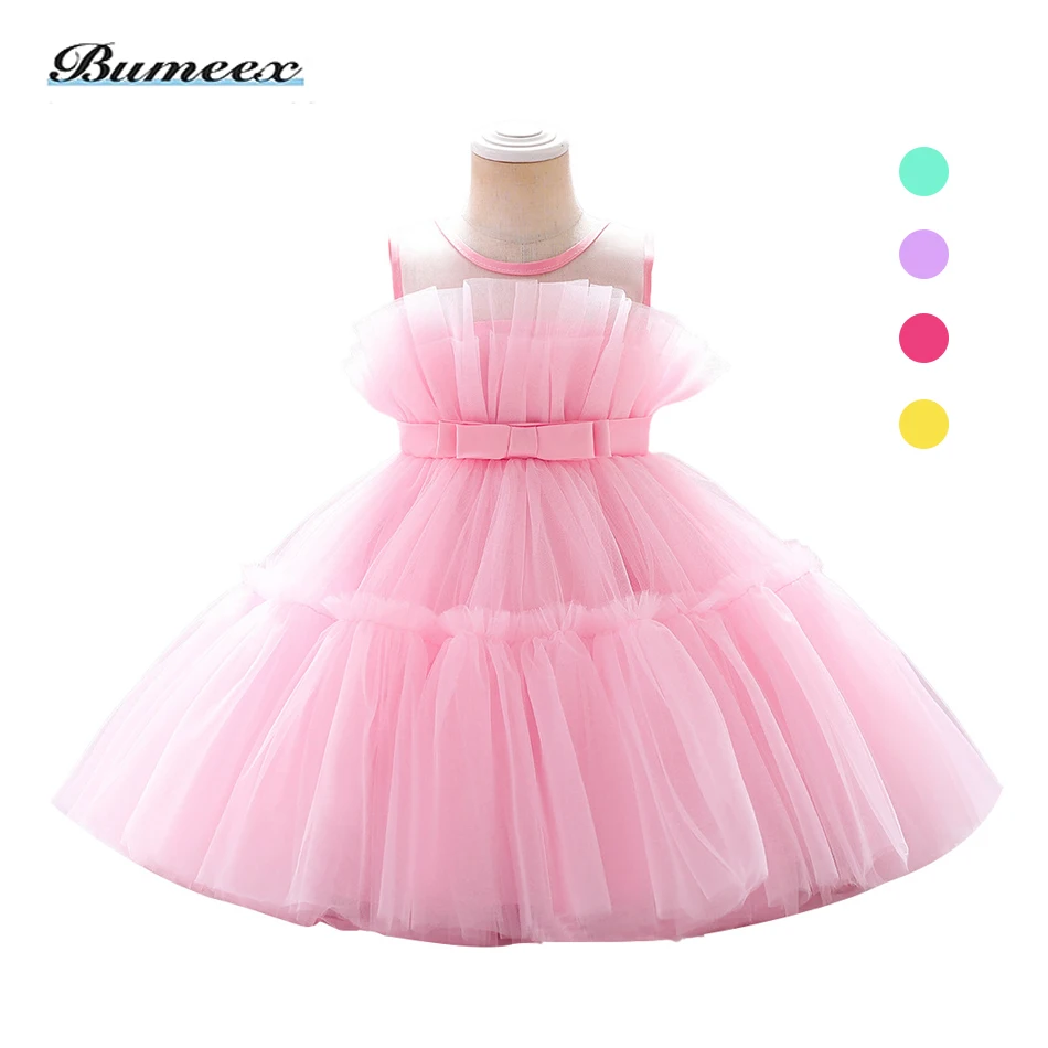 

Bumeex Baby Girl Princess Sleeveless Dress Baby Toddler Tulle Vestido Party Pageant Wedding Birthday Ball Dress 1-7 Years