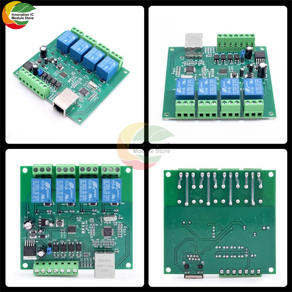

DC12V-24V 4-канальный сетевой релейный модуль поддерживает UDP-режим TCP-клиентский режим TCP-хост-режим