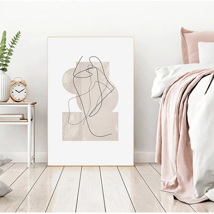 

Плакат в минималистичном стиле, декор гостиной, современный абстрактный Рисунок линий, художественные принты, настенная Картина на холсте в скандинавском стиле