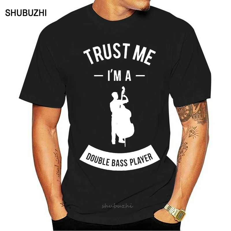 

Cartoon Hip Hop Shirt O-Neck Trust Me IM A Double Bass Men Short Sleeve Broadcloth T Shirt