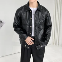 motorcycle jacket for men 2021 fashion pu leather jacket coats lapel casual slim outerwear windbreaker tops streetwear clothing