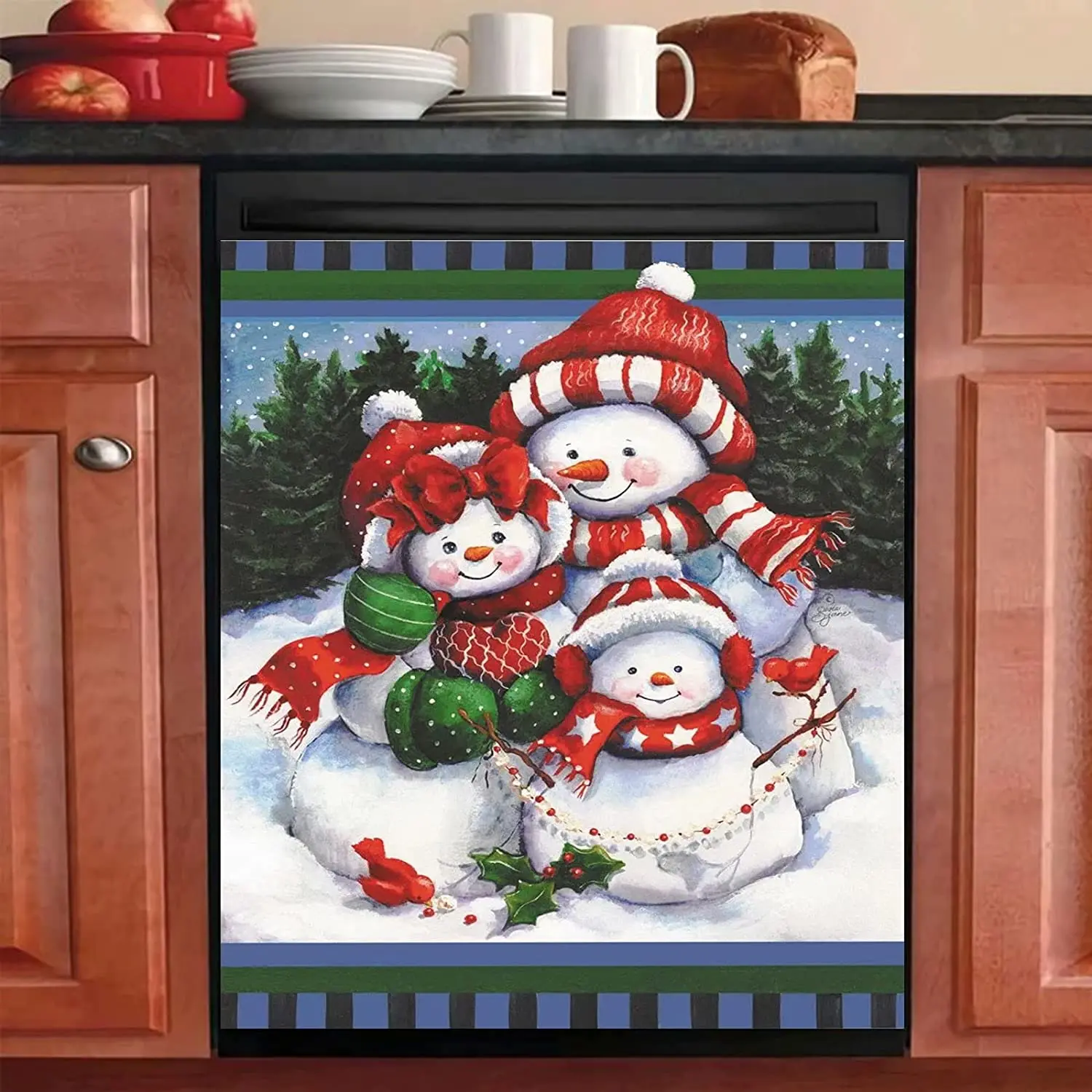 

Homa Рождественский Снеговик наклейка на крышку посудомоечной машины кухонный декор птица магнит на холодильник дверь холодильника магнитн...