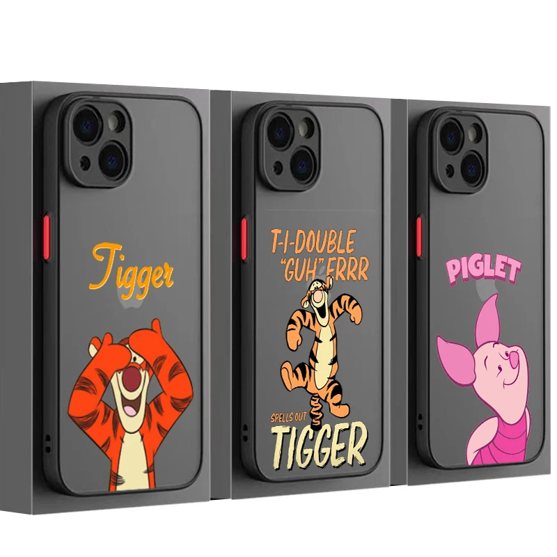 

Disney Winnie the Pooh and Tigger For Apple iPhone 13 12 11 Mini XS Pro MAX 8 7 6 Plus Frosted Translucent Funda Phone Case
