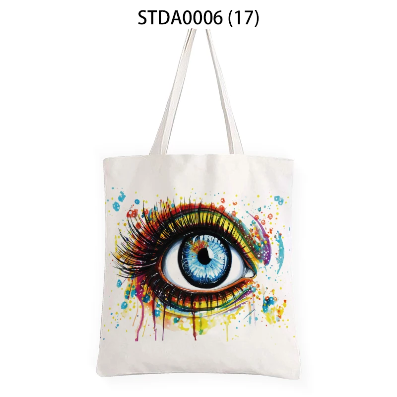 Яркие и красивые холщовые сумки-тоуты с глазами сумка на плечо тканевая