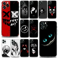 clear phone case for iphone 11 12 13 pro case max 7 8 se xr xs max 5 5s 6 6s plus soft silicone cover smile skeleton devil anime