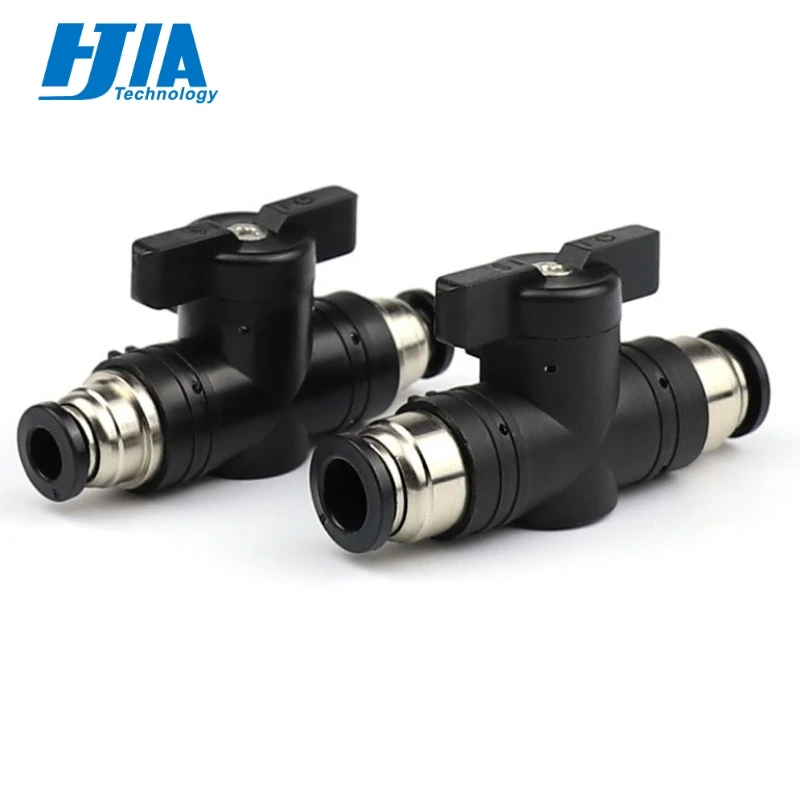 

BUC 4mm 6mm 8mm 10mm 12mm Black Pneumatic Push In Quick Joint Connector Hand Valve To Turn Switch Manual Ball Current Limiting
